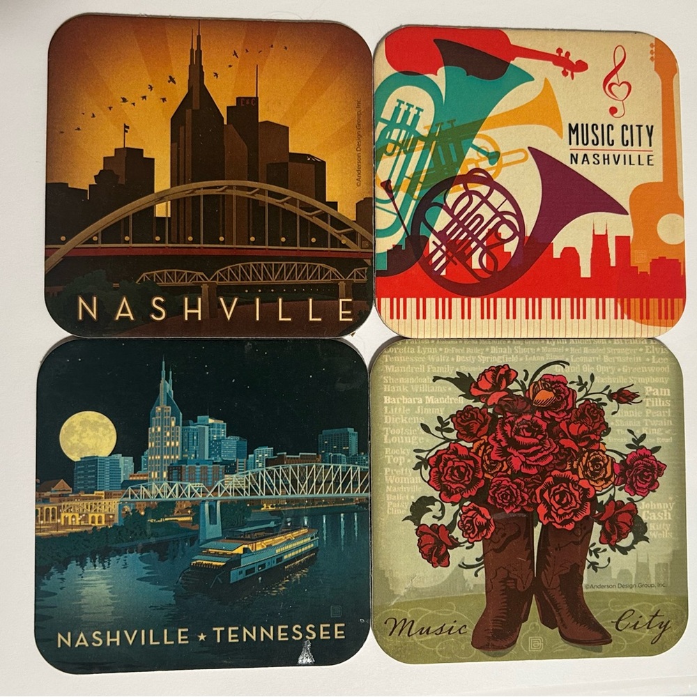 Nashville Themed Coaster Set PLUS Bonus Coaster!